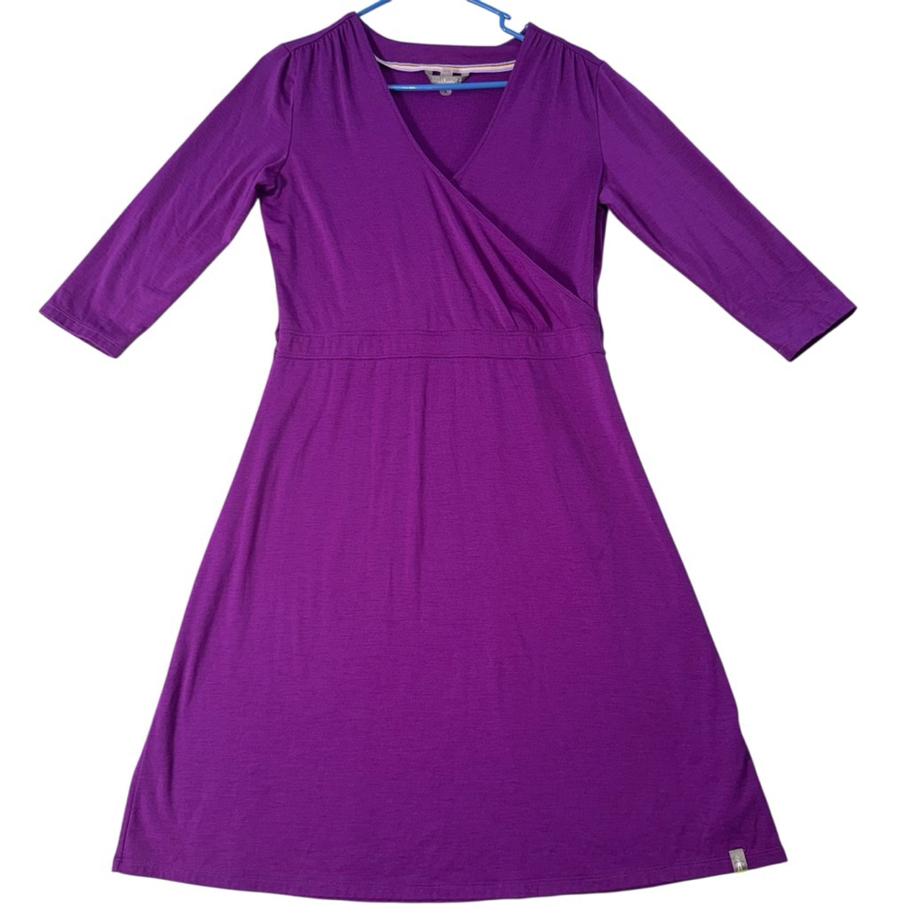 Women's Smartwool Maybell Purple Long Sleeve Wrap Dress L - Picture 2 of 10